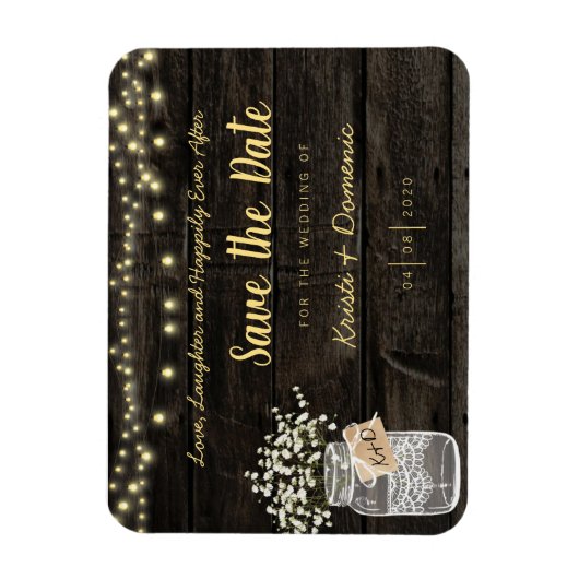 Rustic Mason Jar Ggloed Lights Magneet (Verticaal)