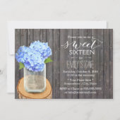 Rustic Mason Jar Hydrangea Barn Wood Sweet 16 Kaart (Voorkant)