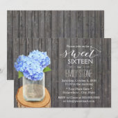 Rustic Mason Jar Hydrangea Barn Wood Sweet 16 Kaart (Voorkant / Achterkant)