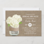 Rustic Mason Jar & Hydrangea Burlap Bridal Brunch Kaart (Voorkant)