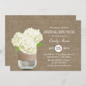 Rustic Mason Jar & Hydrangea Burlap Bridal Brunch Kaart (Voorkant / Achterkant)