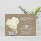 Rustic Mason Jar & Hydrangea Burlap Vrijgezellenfe Kaart (Staand voorkant)
