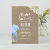 Rustic Mason Jar Hydrangea Burlap Vrijgezellenfees Kaart (Staand voorkant)