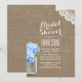 Rustic Mason Jar Hydrangea Burlap Vrijgezellenfees Kaart (Voorkant / Achterkant)