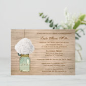 Rustic Mason Jar Hydrangea Vrijgezellenfeest met f Kaart (Staand voorkant)