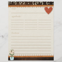 Rustic Mason Jar Kitchen Recipe Kaart Insert