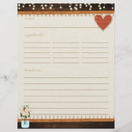 Rustic Mason Jar Kitchen Recipe Kaart Insert