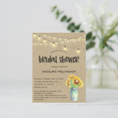 Rustic Mason Jar Kraft Bridal Shower Briefkaart (Staand voorkant)