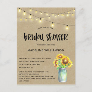 Rustic Mason Jar Kraft Bridal Shower Briefkaart