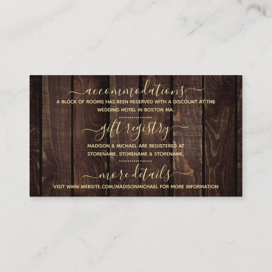 Rustic Mason Jar Lantern Wedding Details Informatiekaartje (Achterkant)