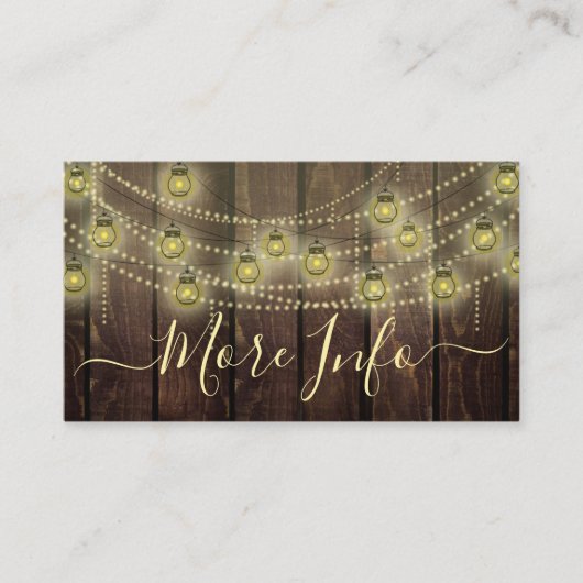 Rustic Mason Jar Lantern Wedding Details Informatiekaartje (Voorkant)