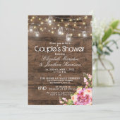 Rustic Mason Jar Licht Blush Floral Vrijgezellenfe Kaart (Staand voorkant)