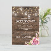 Rustic Mason Jar Licht Blush Floral Vrijgezellenfe Kaart (Staand voorkant)