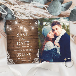Rustic Mason Jar Lichten sparen de Foto van de Dat Save The Date