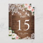 Rustic Mason Jar Light Floral Wedding Table Number RSVP Kaartje (Voorkant / Achterkant)