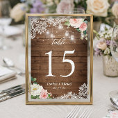 Rustic Mason Jar Light Floral Wedding Table Number RSVP Kaartje