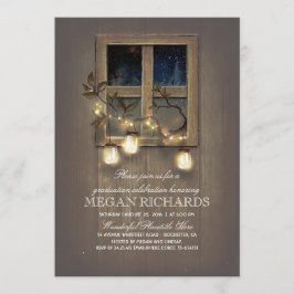 Rustic Mason Jar Lights Barn Graduation Party Kaart
