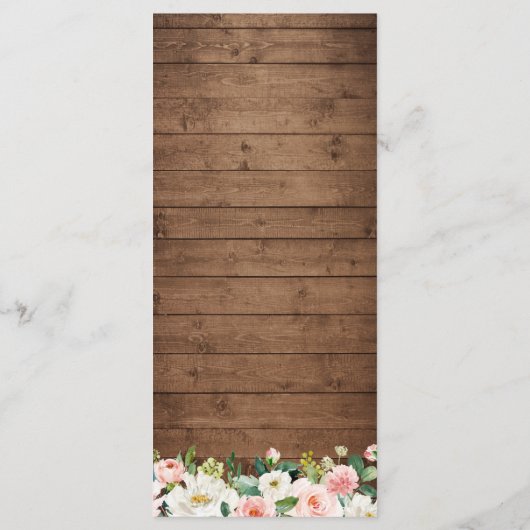 Rustic Mason Jar Lights Blush Floral Lace Wedding Menu (Achterkant)