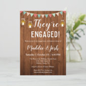 Rustic Mason Jar Lights Engagement Party Kaart (Staand voorkant)