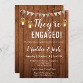 Rustic Mason Jar Lights Engagement Party Kaart (Voorkant / Achterkant)