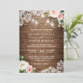 Rustic Mason Jar Lights Floral Lace Wedding Kaart (Staand voorkant)