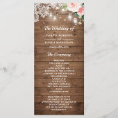 Rustic Mason Jar Lights Floral Lace Wedding Programmakaart (Voorkant)