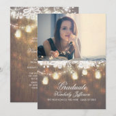 Rustic Mason Jar Lights Foto Afstudeerfeest Kaart (Voorkant / Achterkant)