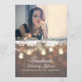 Rustic Mason Jar Lights Foto Afstudeerfeest Kaart