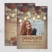 Rustic Mason Jar Lights Herfst Foto Afstuderen Kaart (Voorkant / Achterkant)