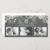 Rustic Mason Jar Lights Lace Weddenschap Bedankkaart (Voorkant / Achterkant)