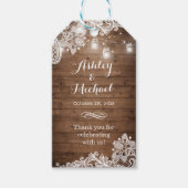 Rustic Mason Jar Lights Lace Weddenschap Cadeaulabel (Voorkant)