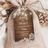 Rustic Mason Jar Lights Lace Weddenschap Cadeaulabel