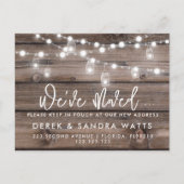 Rustic Mason Jar Lights Nieuw adres dat we hebben  Aankondigingskaart (Voorkant)