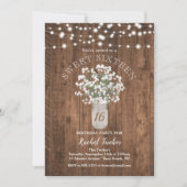 Rustic Mason Jar Lights Sweet 16 Birthday Party Kaart (Voorkant)