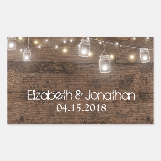 Rustic Mason Jar Lights Trendy Modern Rechthoekige Sticker (Voorkant)