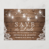 Rustic Mason Jar Lights Wedding Save the Date Aankondigingskaart (Voorkant)