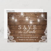 Rustic Mason Jar Lights Wedding Save the Date Briefkaart (Voorkant / Achterkant)