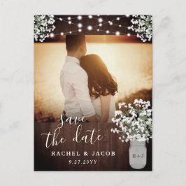 Rustic Mason Jar Lights Wedding Save the Date Briefkaart
