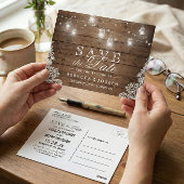 Rustic Mason Jar Lights Wedding Save the Date Briefkaart