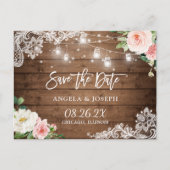 Rustic Mason Jar Lights Wedding Save the Date Uitnodiging Briefkaart (Voorkant)