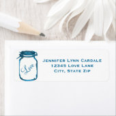 Rustic Mason Jar Love Blauwgroen Wedding Adresetik Etiket (Insitu)