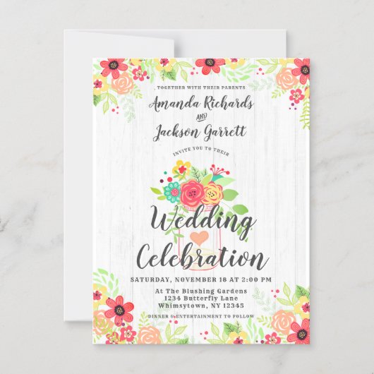 Rustic Mason Jar Magnetische Huwelijksuitnodiging Magnetische Uitnodiging (Voorkant)