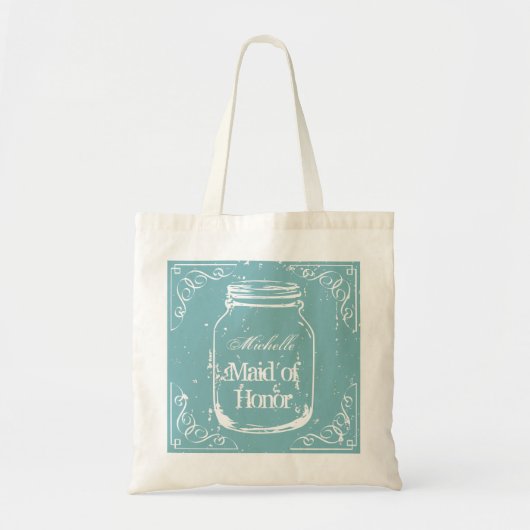 Rustic mason jar maid of erembruiloft canvas tas (Voorkant)
