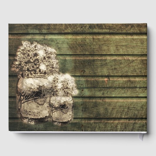 Rustic Mason Jar met Babies Breath Gastenboek (Achterkant)