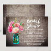 Rustic Mason Jar met Flower Bouquet Vrijgezellenfe Kaart (Voorkant / Achterkant)