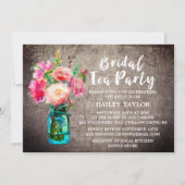Rustic Mason Jar met Flowers Bridal Tea Party Kaart (Voorkant)