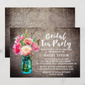 Rustic Mason Jar met Flowers Bridal Tea Party Kaart (Voorkant / Achterkant)