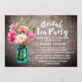 Rustic Mason Jar met Flowers Bridal Tea Party Kaart