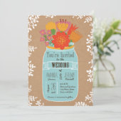 Rustic Mason Jar met Flowers op Craft Paper Kaart (Staand voorkant)
