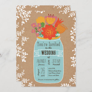 Rustic Mason Jar met Flowers op Craft Paper Kaart